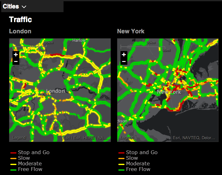 Urban Observatory: Traffic in London versus New York (Screenshot) 