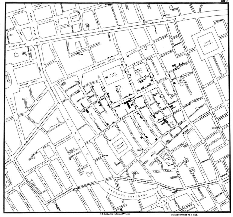 1854 Broad Street Cholera Outbreak Map