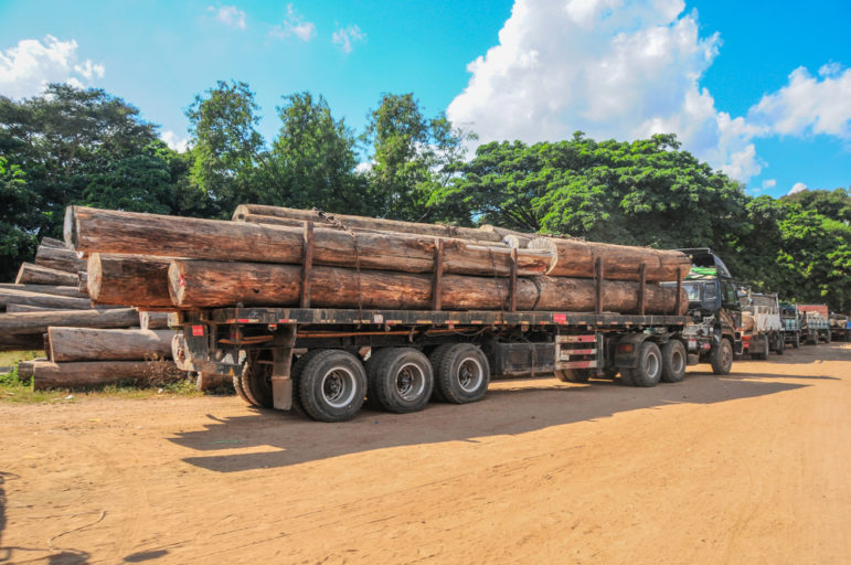 Logging truck in Monywa, Myanmar