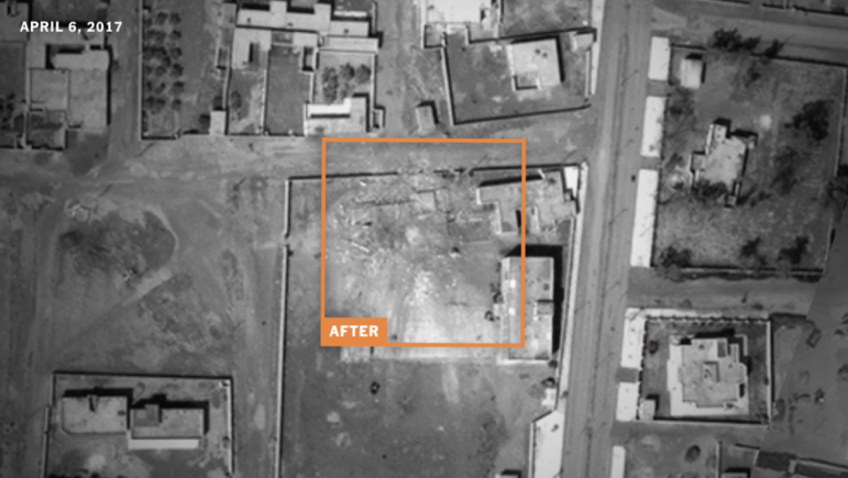 Maxar satellite imagery after a US airstrike in Syria