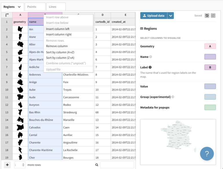 Open the .csv file for voter data and identify or create a field identical to one of the GeoJSON file’s columns. Having these corresponding columns will allow merging and matching the data on both files.