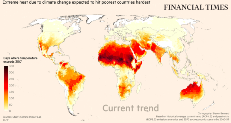 Current trend estimates of how climate change exacerbates global inequity