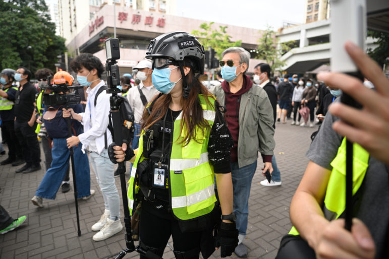 Hong,Kong,taipo,2020mar8,under,Wuhan,Plague,Outbreak,Emergency,media,Press,Journalist,Wear,Mask