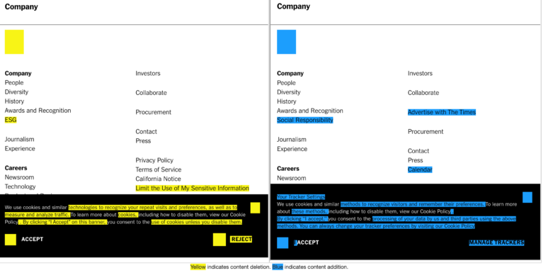 Wayback Machine side-by-side comparison website archive