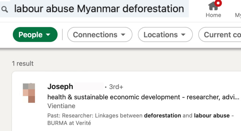 labour abuse Myanmar LinkedIn search