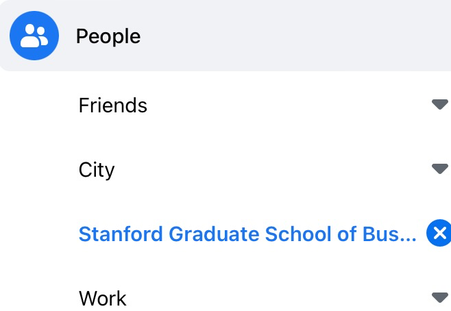 Facebook student university search Stanford