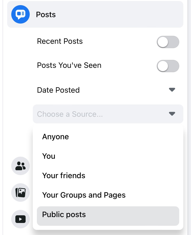 Facebook public post search