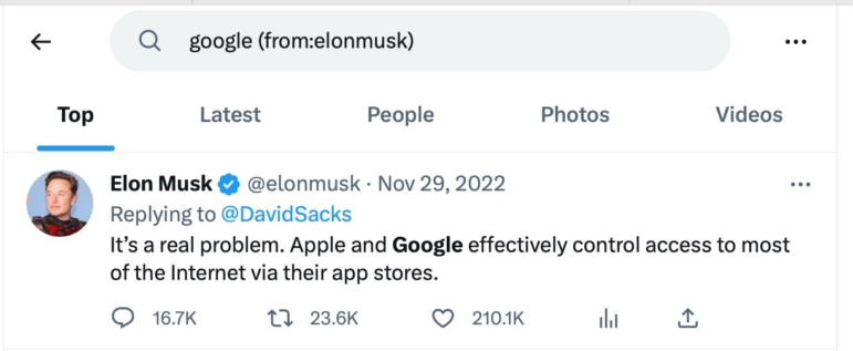 search Elon Musk Twitter advanced search