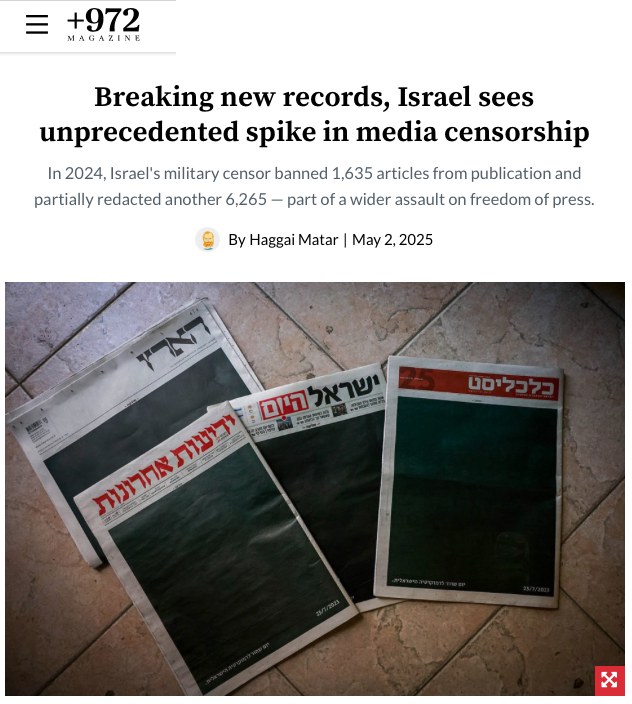 +972 data story on Israeli press censorship