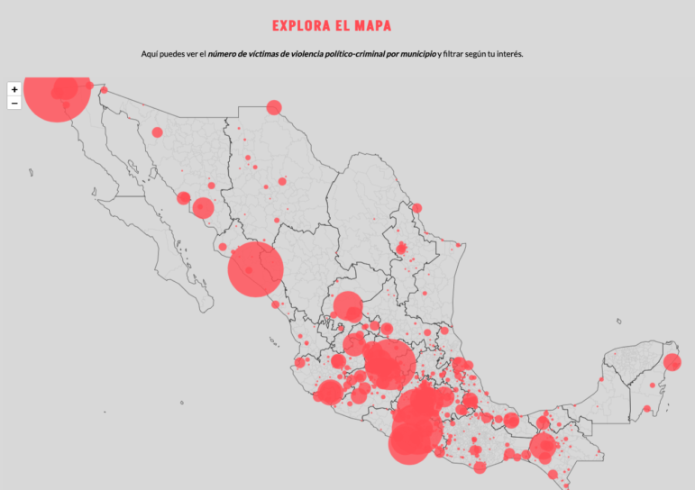 DataCivica map of victims of political-criminal violence in Mexico