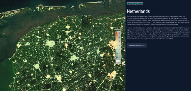 Sentinel Hub satellite tracking subsidence Netherlands