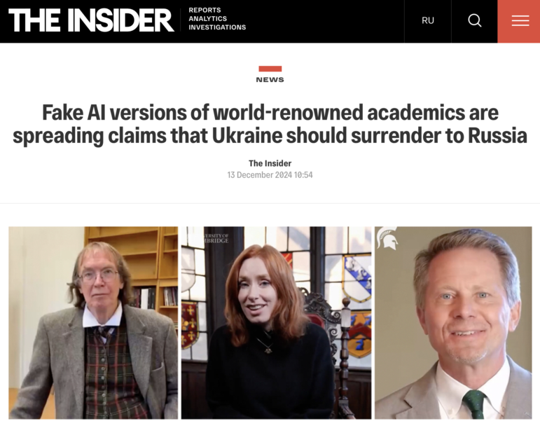 The Insider Fake AI Urges Ukraine to Surrender to Russia
