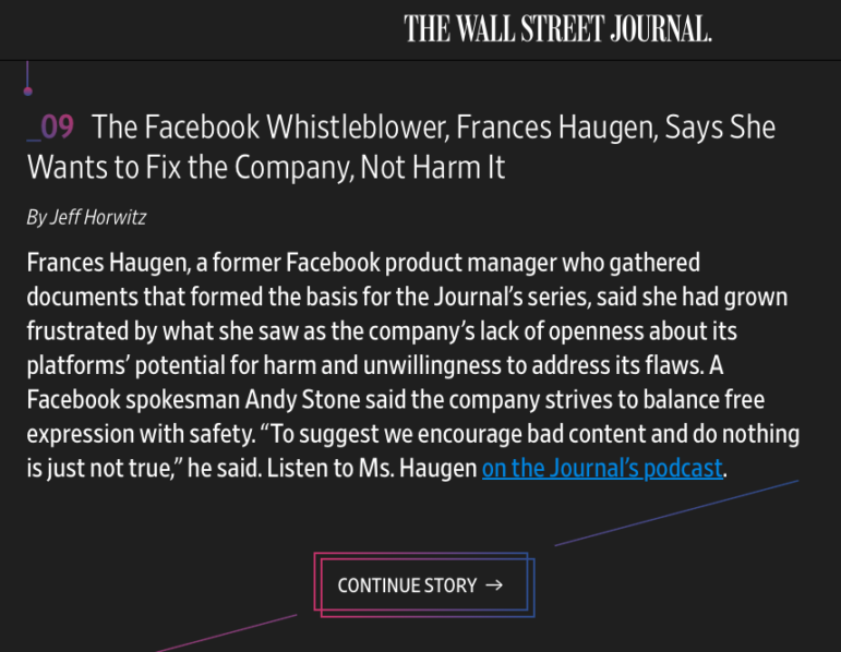 WSJ Facebook Files Frances Haugen whistleblower