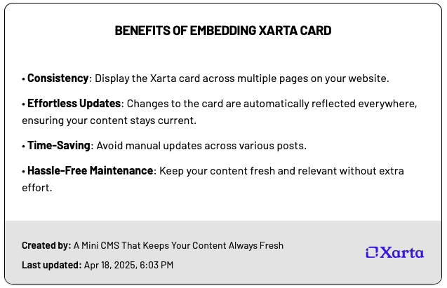 Xarta cards for website consistency to avoid out of context sharing