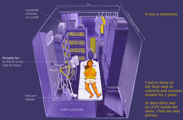 A graphic from the “Bedtime Stories” project on the plight of domestic workers in Hong Kong, by the South China Morning Post. Image: Screenshot