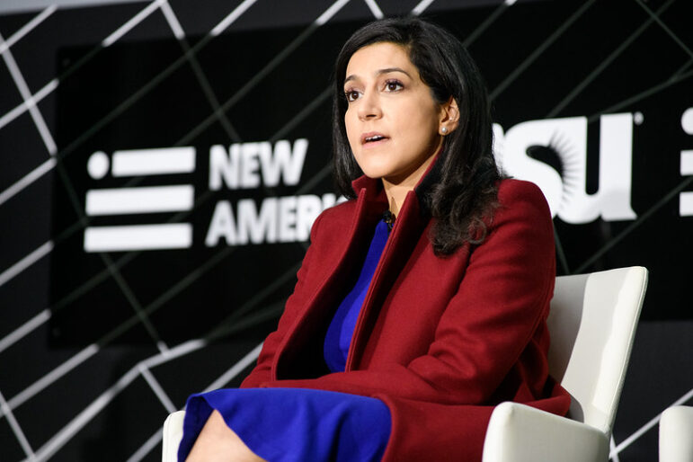 New York Times reporter Azmat Khan, speaking at a panel event in New York City.