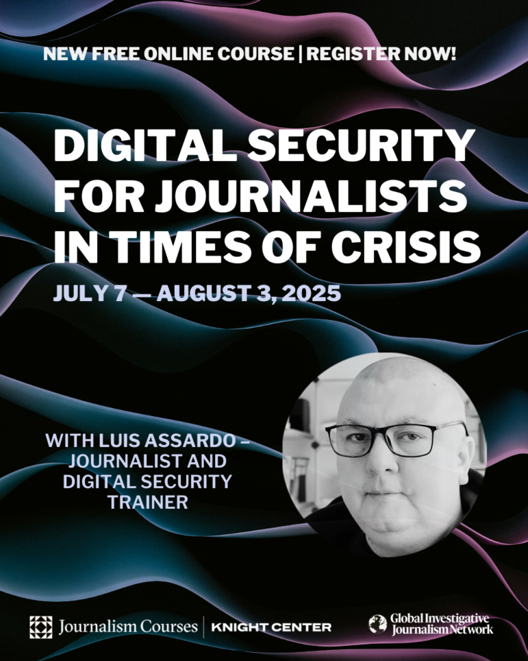 Digital Security for Journalists in Times of Crisis social media post