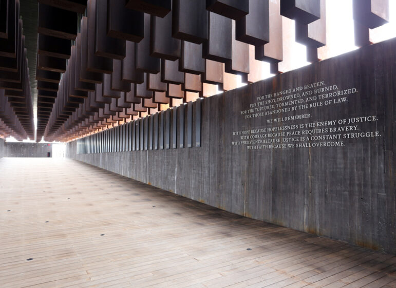 A view of The National Memorial for Peace and Justice, a memorial for the victims of lynching in Montgomery, Alabama on February 4, 2019.