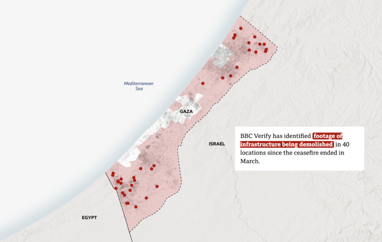 BBC Verify found Israel has conducted dozens of controlled demolitions of Gaza's civilian infrastructure. 