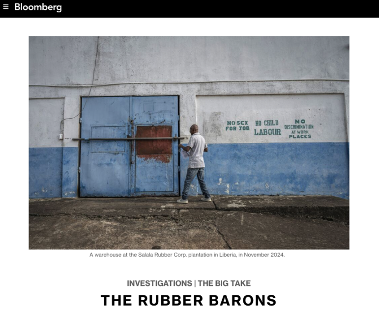 Bloomberg Rubber plantation sexual coercion investigation