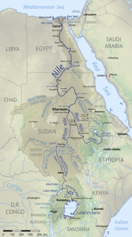 NIle River Basin countries map