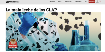 La investigación de 2018 de Roberto Deniz para Armando.info, La Mala Leche de los CLAP, reveló que los alimentos que se entregaban a los pobres bajo un programa social especial tenían cantidades nocivas de carbohidratos y sodio. Imagen: Toma de pantalla, Armando.info