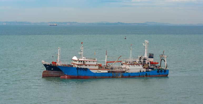Modern fishing vessels can stay at sea for months at a time and often offload their catch to processing vessels, making enforcement of marine-protected areas difficult. Image: Shutterstock