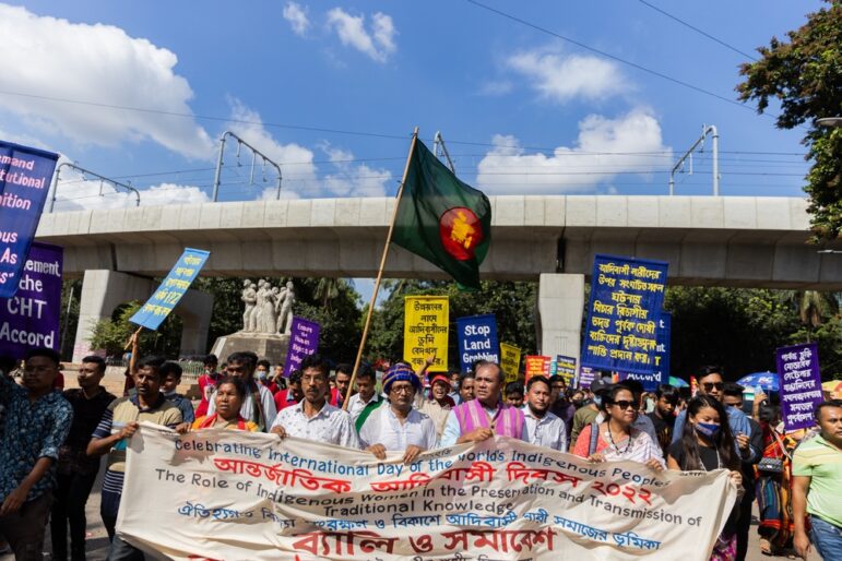 2022 protest by Indigenous peoples, demonstrating in support of their rights and against land grabbing.