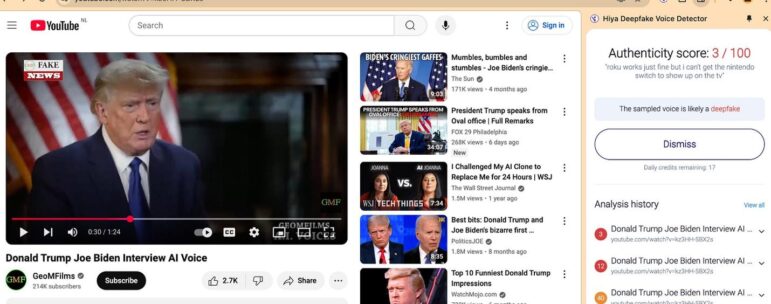 AI-generated audio deepfake of Donald Trump