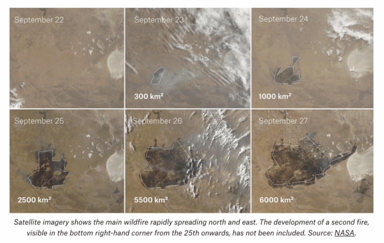 Bellingcat, mapping wildfire in Namibia's Etosha National Park