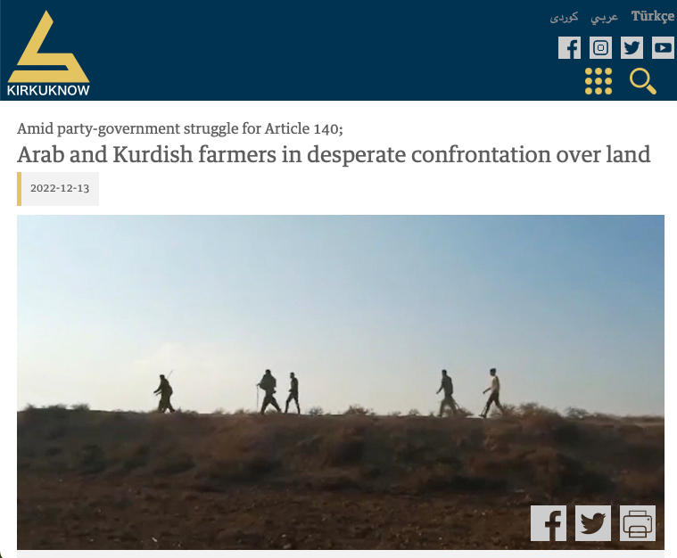 KirkukNow Arab Kurdish farmers land confrontation