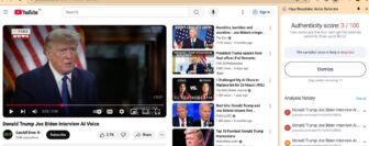 Análisis de audio ultrafalso (deepfake) de Donald Trump generado por IA. Imagen: YouTube, vía Henk van Ess
