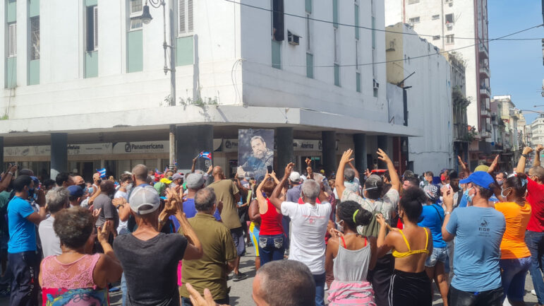 Protests in Havana, Cuba, on July 11, 2021.