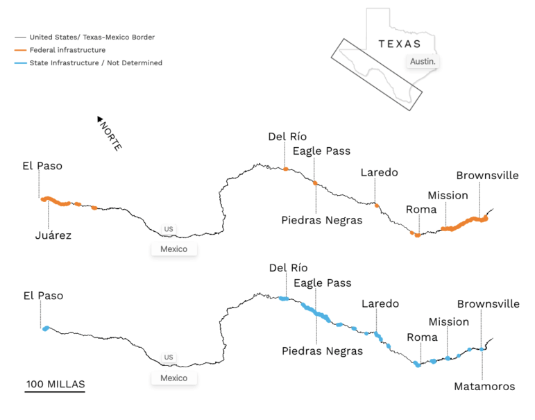 Reporters mapped out the changing infrastructure at key points along the border. Image: Screenshot of a map created by The Washington Post and Lighthouse Reports