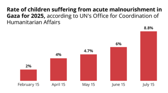 Starvation rates in Gaza, Haaretz graphic
