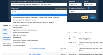 Búsqueda EDGAR para el Alibaba Group Holding Ltd. Imagen: Toma de pantalla, SEC EDGAR