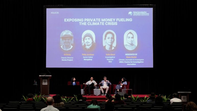 GIJC25 panel on exposing the private money behind enviromental threats and climate change.
