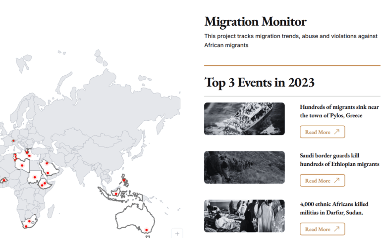 A screenshot of some major abuse events facing African diaspora communities in 2023.