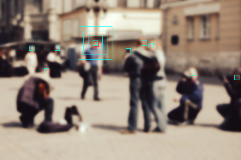 Face,Recognition,Signs,And,Tags,On,People,Faces.,Privacy,And