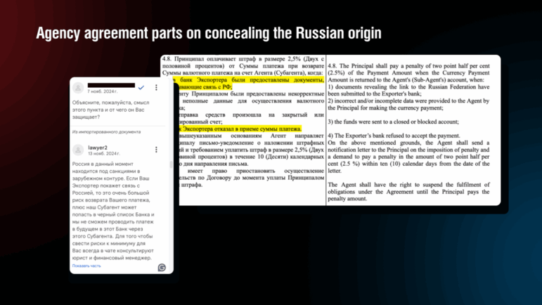 TI-Russia crypto laundromat evade sanctions contract language