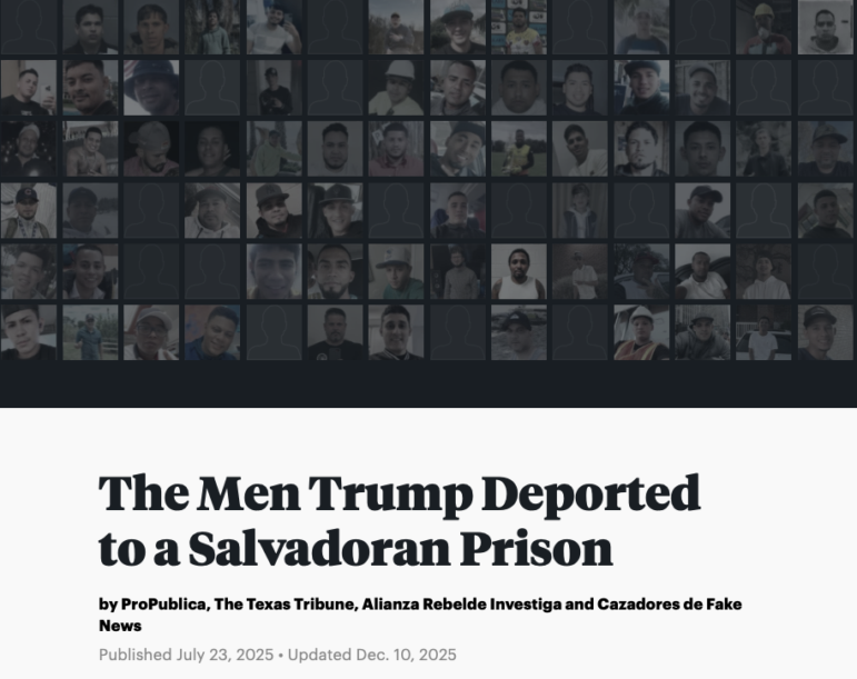 ARI, ProPublica, Texas Tribune collaboration, Venezeulan men sent to CECOT
