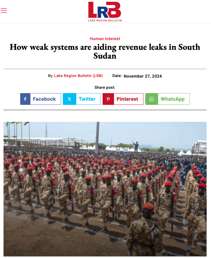 Lake Region Bulletin Revenue Leaks in South Sudan