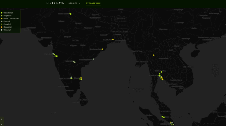 Dirty Data Center global map tracking