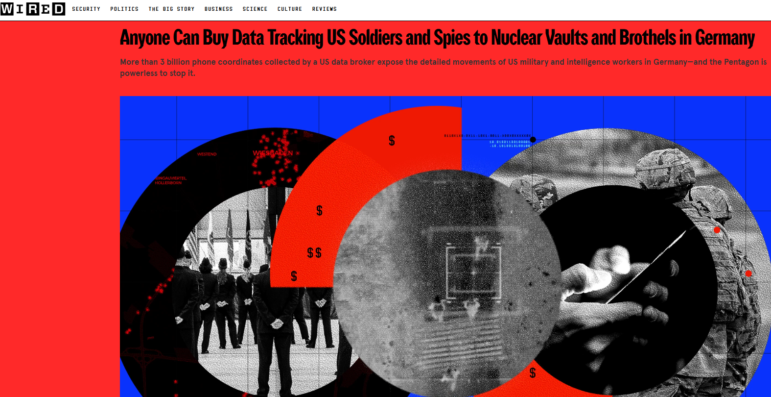 Wired’s collaborative investigation into astonishing security breaches from unregulated advertising data sales. Image: Screenshot from Nicar presentation