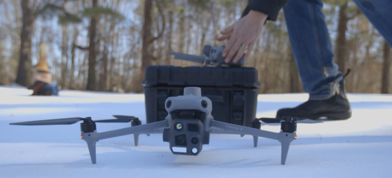 Evan Simon unpacks a rented thermal drone for his xAI investigation. Image: Courtesy of Evan Simon