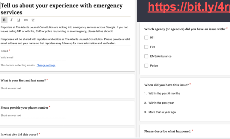 AJC callout for reporting helpline to audience on 911 response times