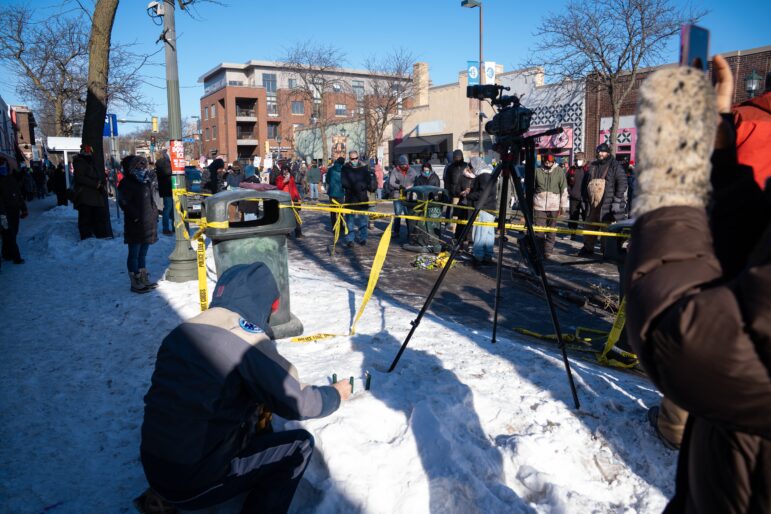 rime scene after the assassination of Alex Pretti in Minneapolis by ICE