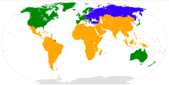 Las distintas partes de la Convención Marco de las Naciones Unidas sobre el Cambio Climático (CMNUCC). Países del Anexo I y II (verde), países del Anexo I únicamente (azul) y países que no pertenecen al Anexo I (naranja). Imagen: Creative Commons