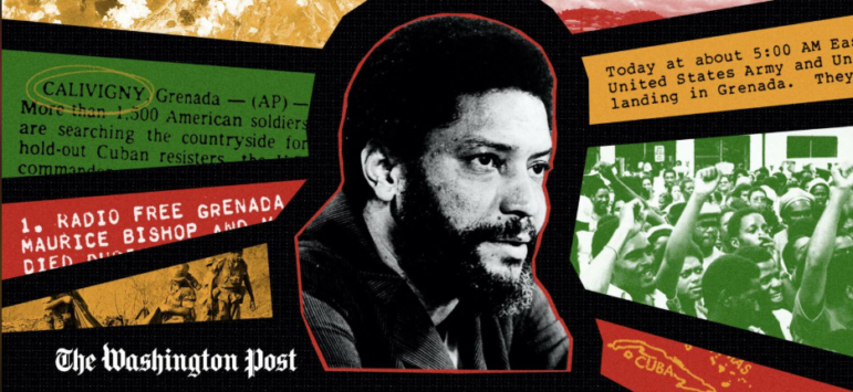 “The Empty Grave of Comrade Bishop” podcast. Illustration: Lucy Naland/The Washington Post; Peter Morris/Fairfax Media/Getty Images; Pete Leabo/AP; AP; USGS; Jabin Botsford/The Washington Post; George H.W. Bush Vice Presidential Records; Alleyne/AP; The Washington Post 