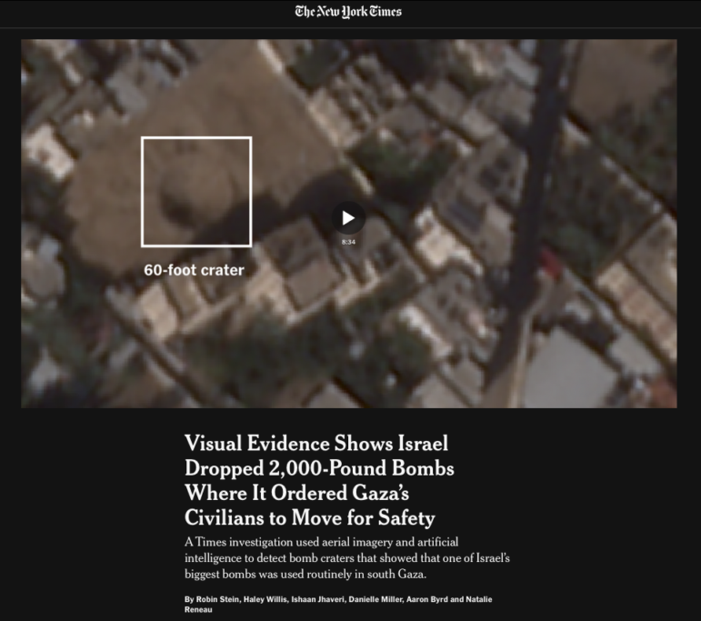 Bombing in Gaza safe corridors, New York Times